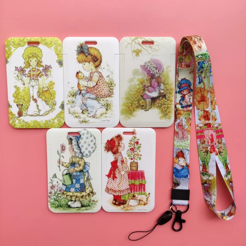 Fashion Cartoon Girls Name Card Holder Men Boys Lanyard ID Card Cover Pass Mobile Phone Card Badge Holder