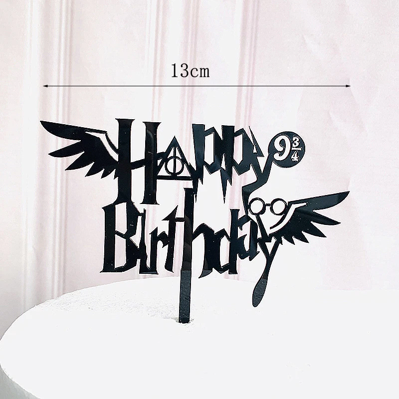 Dark Cartoon Happy Birthday Acrylic Cake Topper Cute Boy Witch Cake Topper For Kids Birthday Party Cake Decorations Baby Shower
