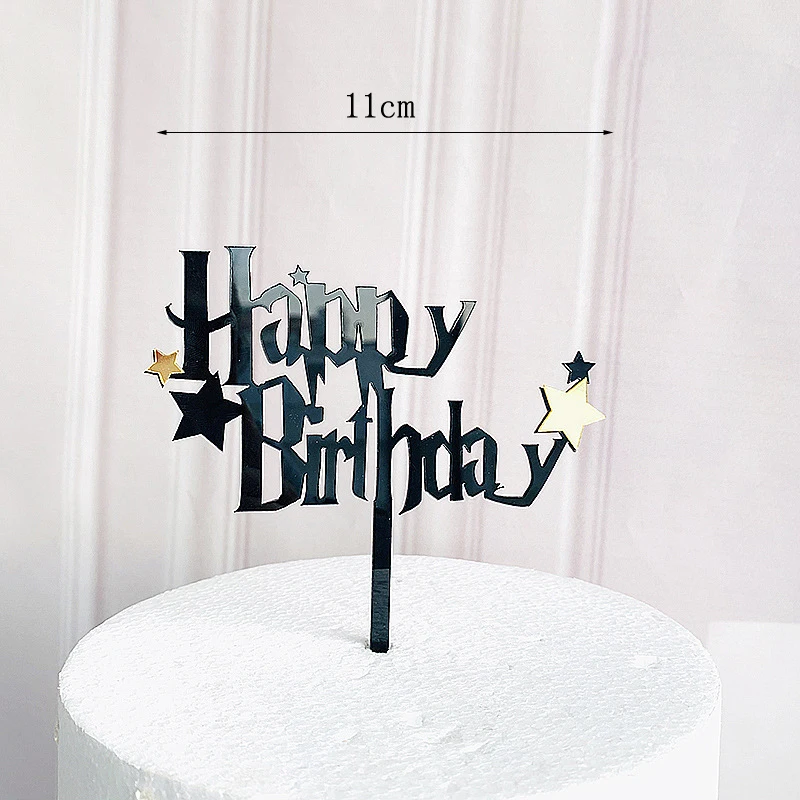 Dark Cartoon Happy Birthday Acrylic Cake Topper Cute Boy Witch Cake Topper For Kids Birthday Party Cake Decorations Baby Shower