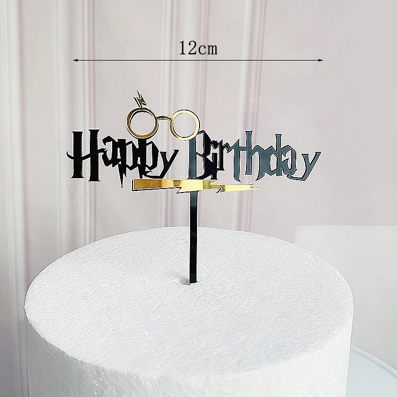 Dark Cartoon Happy Birthday Acrylic Cake Topper Cute Boy Witch Cake Topper For Kids Birthday Party Cake Decorations Baby Shower