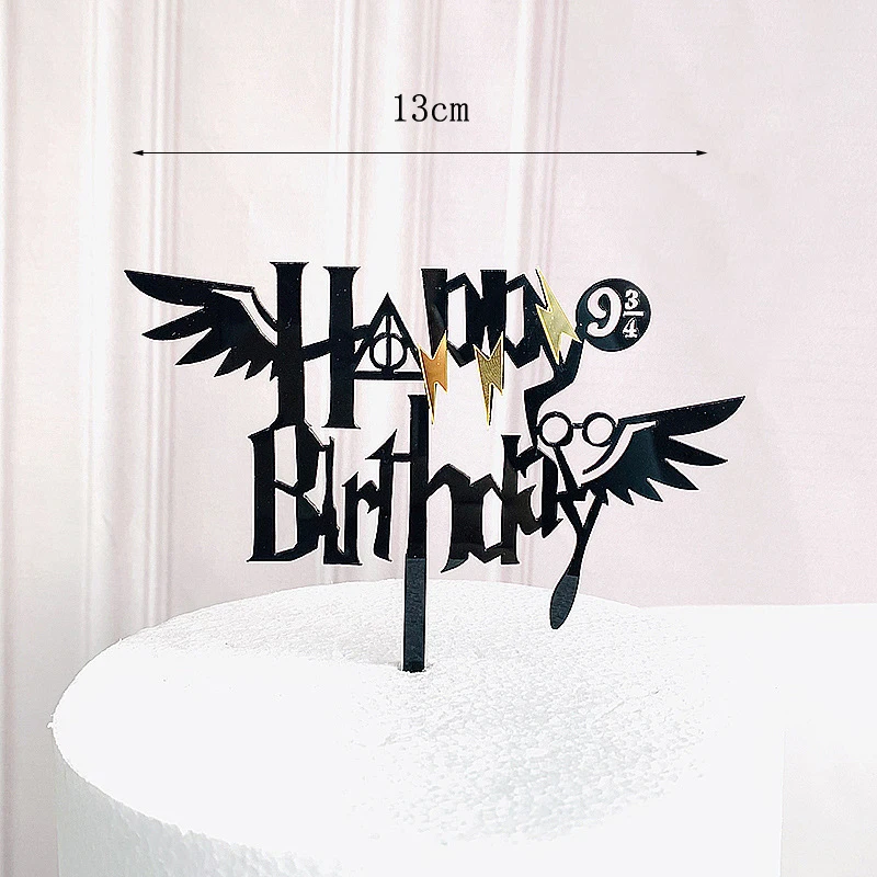 Dark Cartoon Happy Birthday Acrylic Cake Topper Cute Boy Witch Cake Topper For Kids Birthday Party Cake Decorations Baby Shower