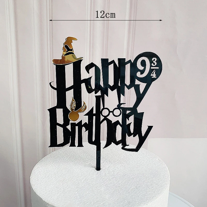 Dark Cartoon Happy Birthday Acrylic Cake Topper Cute Boy Witch Cake Topper For Kids Birthday Party Cake Decorations Baby Shower