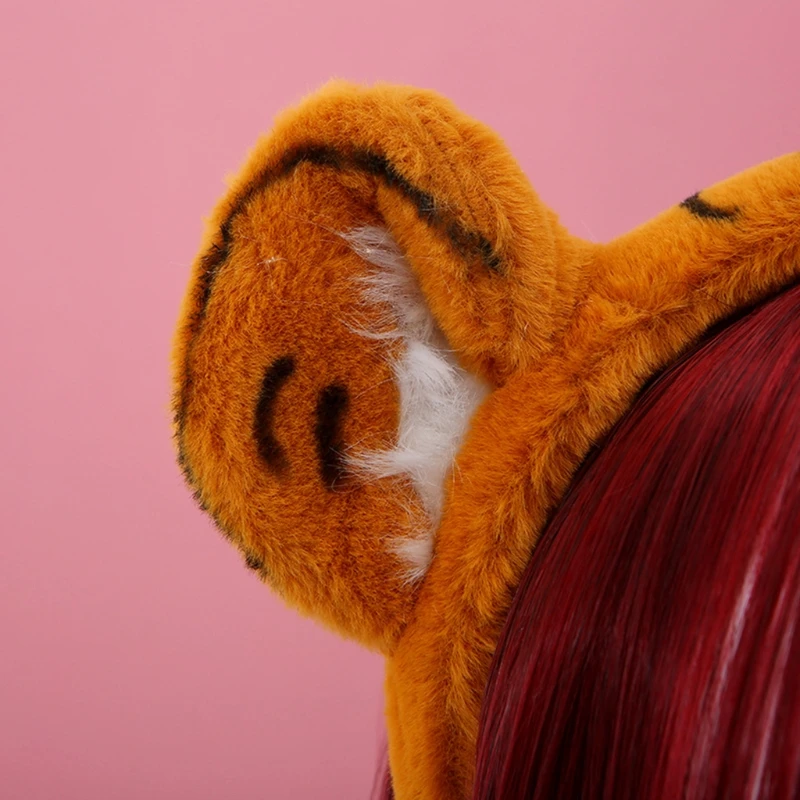 Furry Headband with Animal Pattern Tiger Ears Cartoon Hairband Party Performance Theme Costume Hair Accessories F3MD