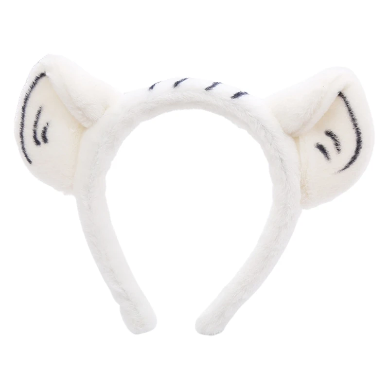 Furry Headband with Animal Pattern Tiger Ears Cartoon Hairband Party Performance Theme Costume Hair Accessories F3MD