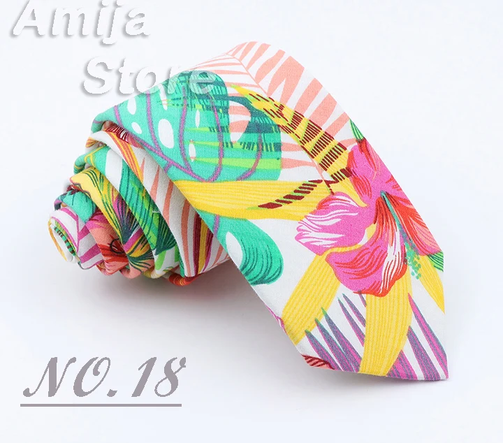 Brand New Floral Print Tie For Men Women Skinny Cotton Necktie For Wedding Casual Man's Neckties Classic Suits Flower Cravat