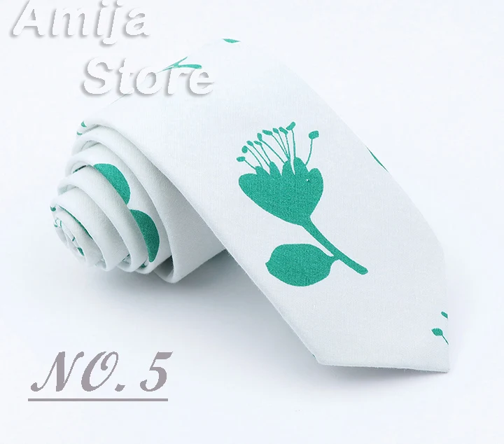 Brand New Floral Print Tie For Men Women Skinny Cotton Necktie For Wedding Casual Man's Neckties Classic Suits Flower Cravat