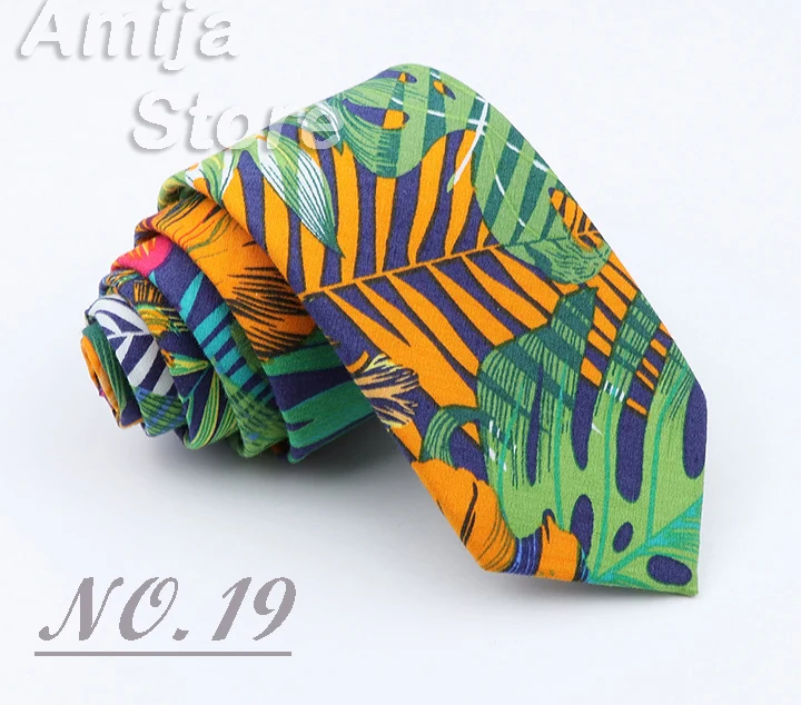 Brand New Floral Print Tie For Men Women Skinny Cotton Necktie For Wedding Casual Man's Neckties Classic Suits Flower Cravat