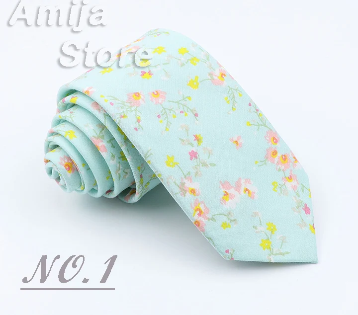 Brand New Floral Print Tie For Men Women Skinny Cotton Necktie For Wedding Casual Man's Neckties Classic Suits Flower Cravat