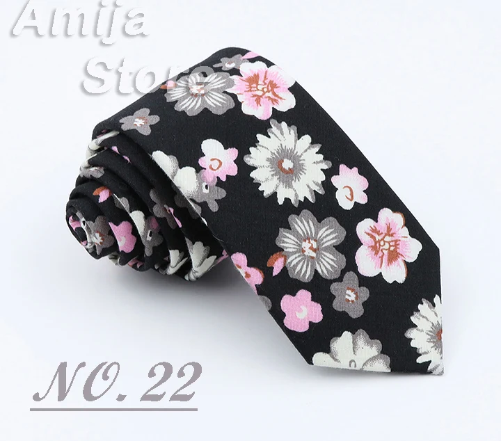 Brand New Floral Print Tie For Men Women Skinny Cotton Necktie For Wedding Casual Man's Neckties Classic Suits Flower Cravat