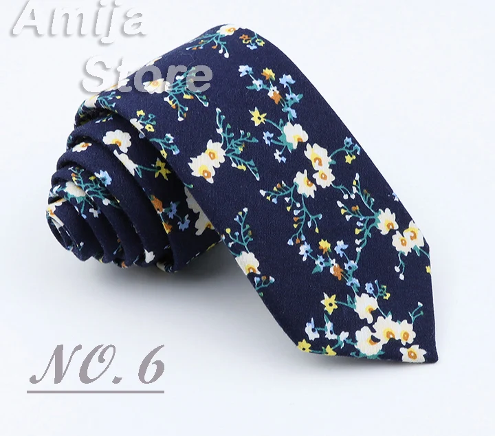 Brand New Floral Print Tie For Men Women Skinny Cotton Necktie For Wedding Casual Man's Neckties Classic Suits Flower Cravat