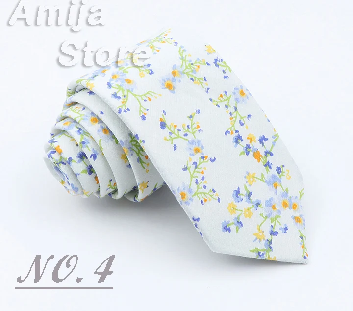 Brand New Floral Print Tie For Men Women Skinny Cotton Necktie For Wedding Casual Man's Neckties Classic Suits Flower Cravat