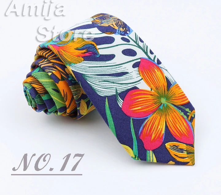 Brand New Floral Print Tie For Men Women Skinny Cotton Necktie For Wedding Casual Man's Neckties Classic Suits Flower Cravat