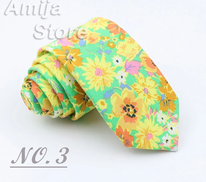 Brand New Floral Print Tie For Men Women Skinny Cotton Necktie For Wedding Casual Man's Neckties Classic Suits Flower Cravat