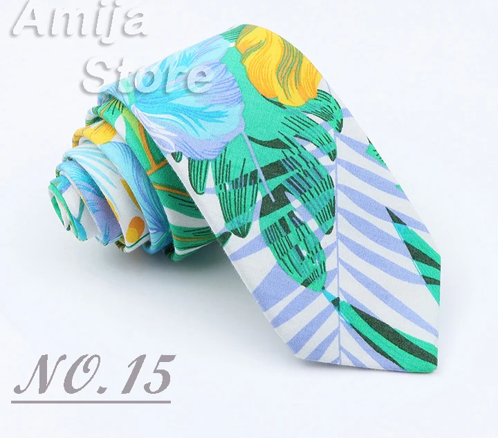 Brand New Floral Print Tie For Men Women Skinny Cotton Necktie For Wedding Casual Man's Neckties Classic Suits Flower Cravat