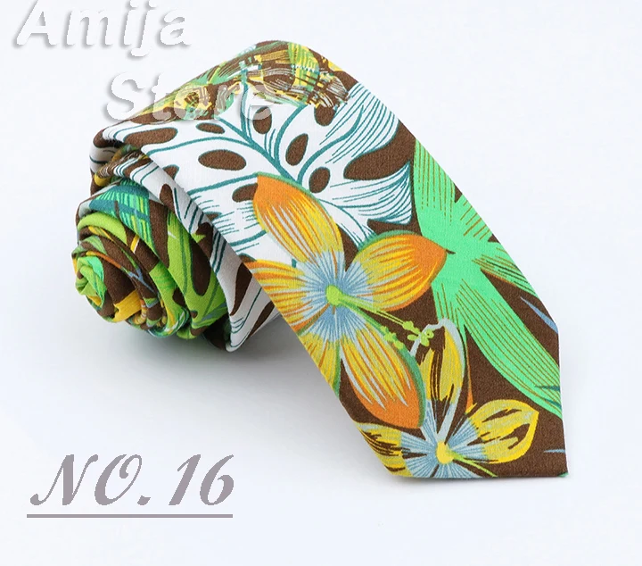 Brand New Floral Print Tie For Men Women Skinny Cotton Necktie For Wedding Casual Man's Neckties Classic Suits Flower Cravat