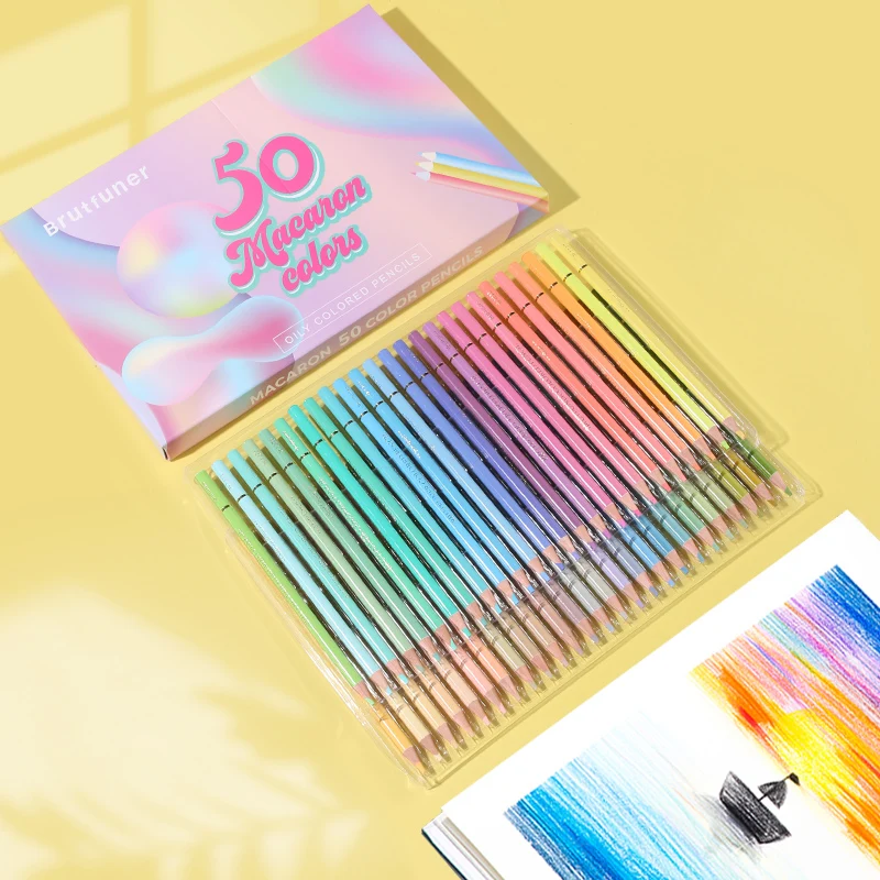Brutfuner Macaron 12/24/50/72Colors Professional Pastel Oil Colored Pencils Coloring Drawing Pencils Candy Color Pencil Supplies