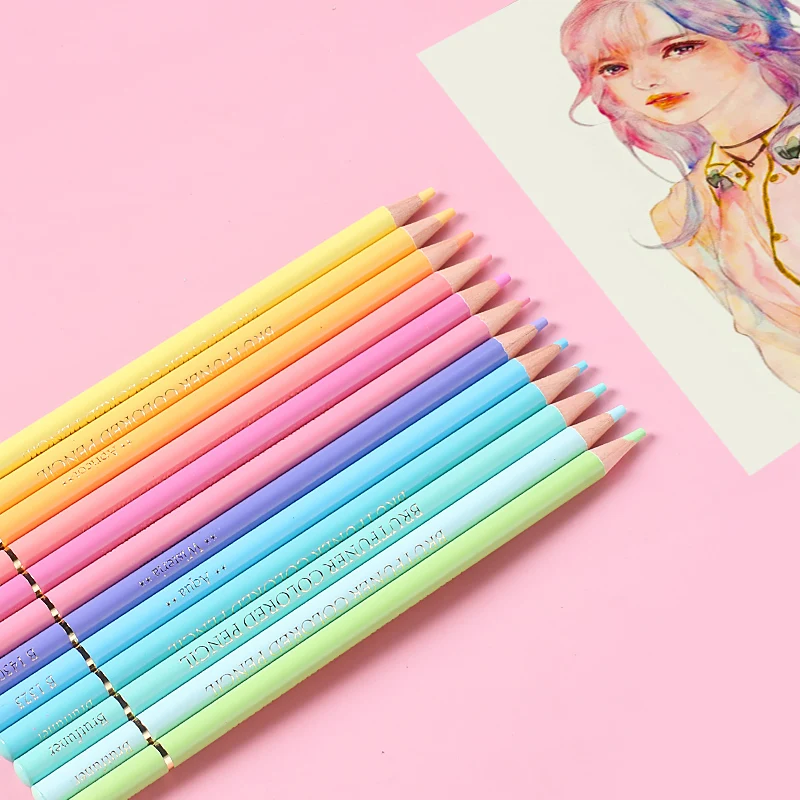Brutfuner Macaron 12/24/50/72Colors Professional Pastel Oil Colored Pencils Coloring Drawing Pencils Candy Color Pencil Supplies