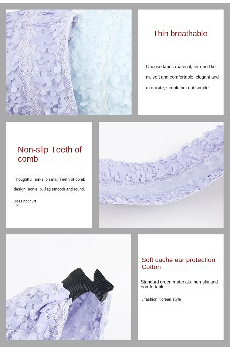 Women's Wide Brim Hair Band Toothed Non-Slip Head Band Cover Gray Hair Washing Face Hair Band Mother Hair Accessories Headbands