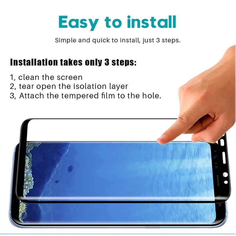 9D Curved Tempered Glass Film For Samsung Galaxy Note 8 9 S9 S8 Plus S7 Edge Screen Protector For Samsung S10 5G S10 Plus S10E
