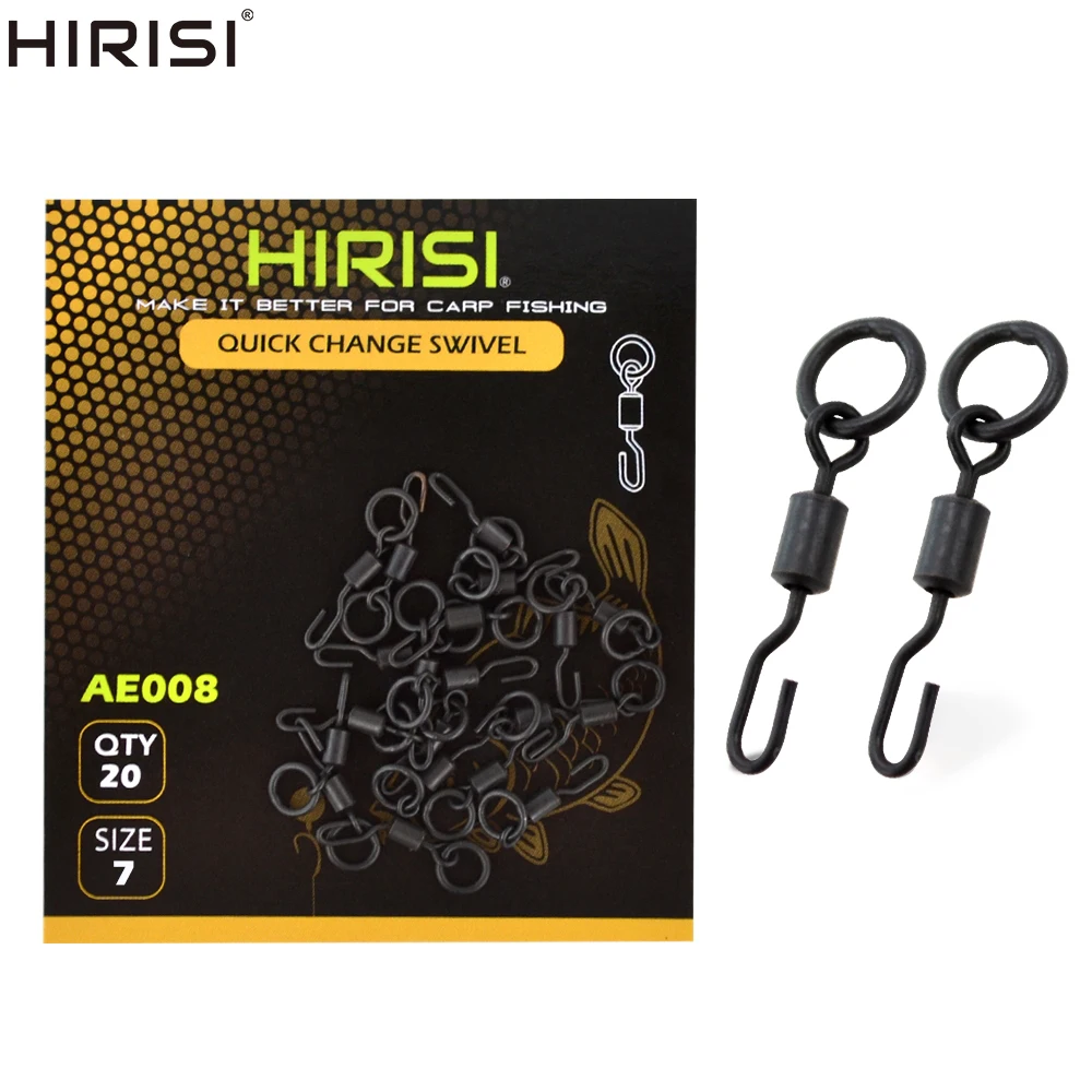 20pcs Carp Fishing Swivels Snaps with Solid Ring Quick Change Fishing Hook Swivels Accessories AE008