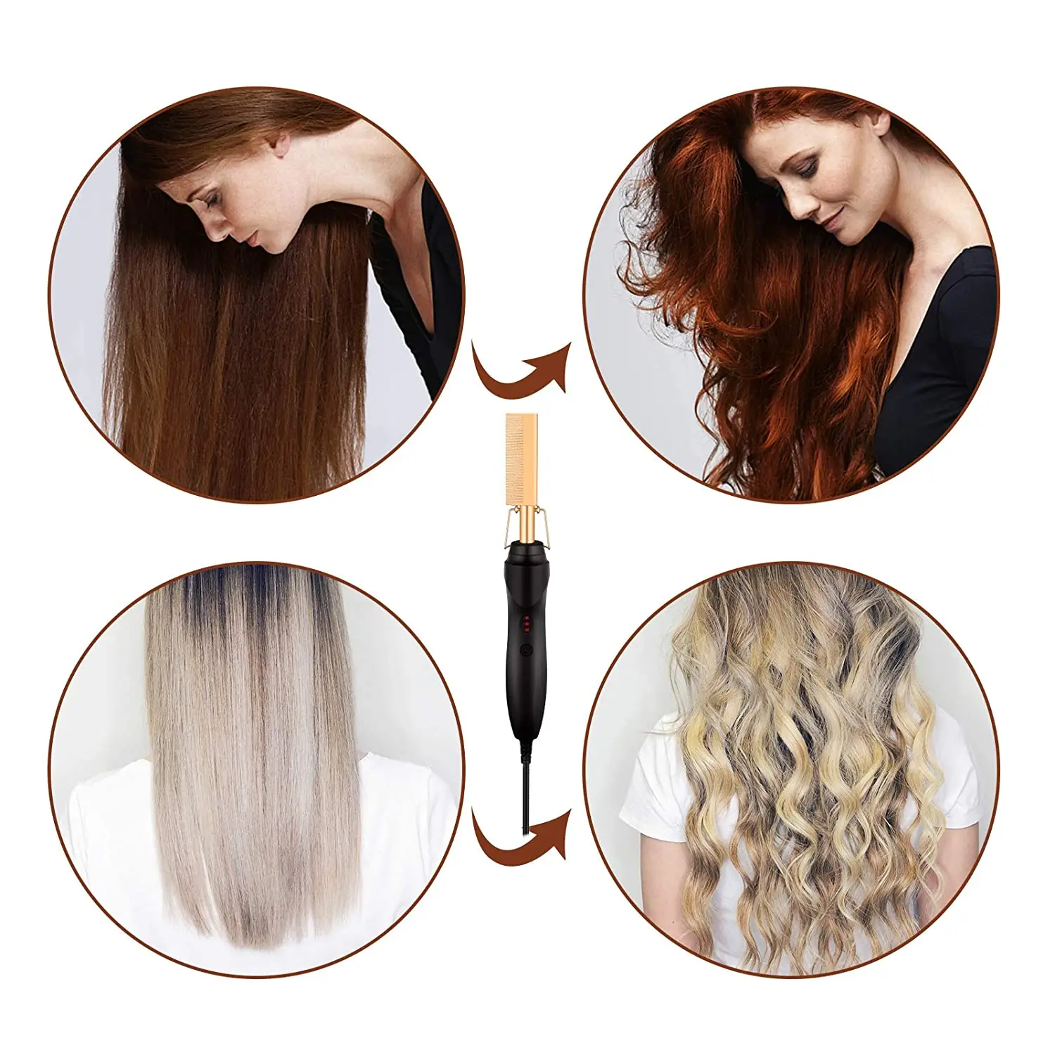 Hot Comb Hair Straightener 2 In1 Fast Heating Straightener And Curling Iron Heated Press Comb Flat Irons Styler Corrugation Tool