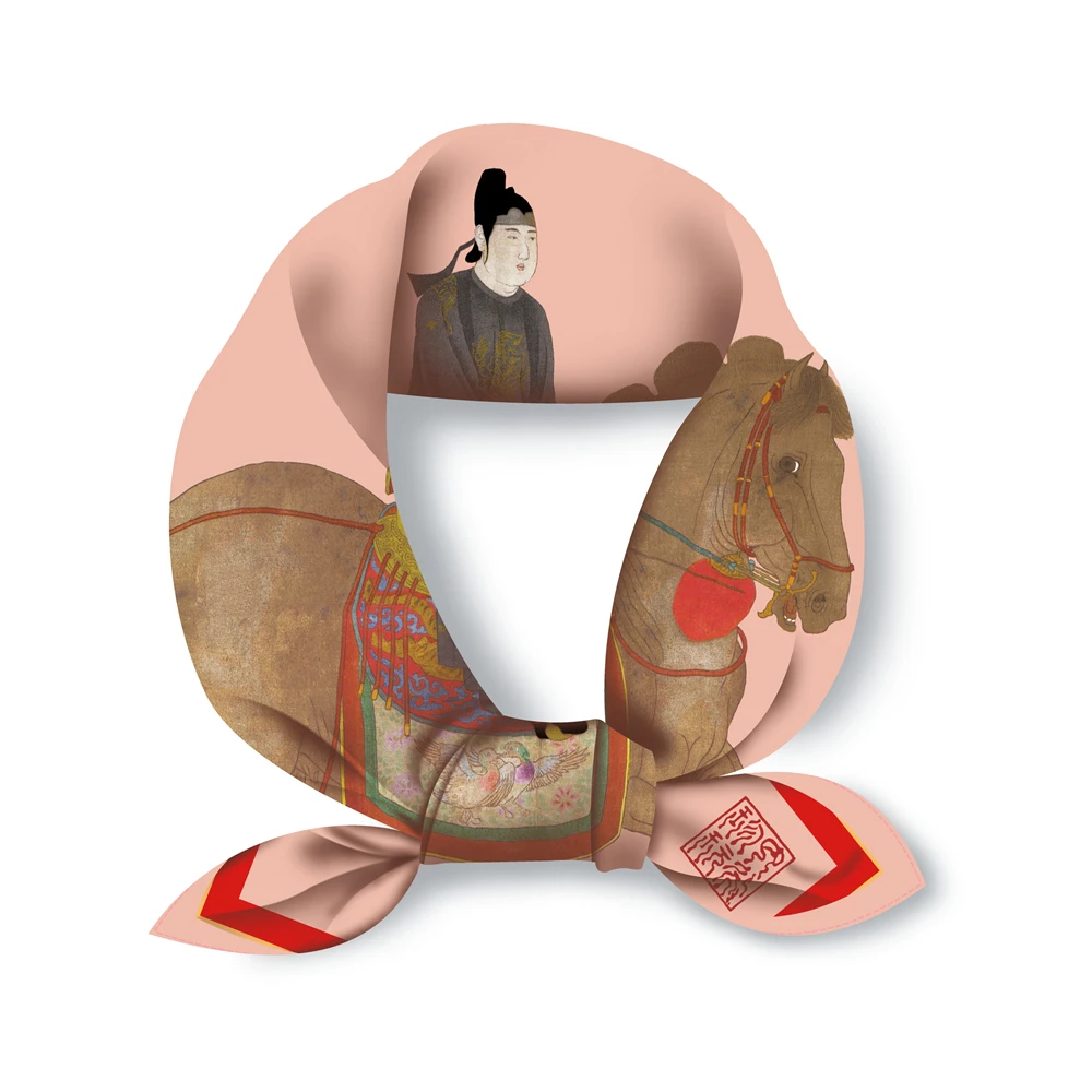 Twill Silk Scarf Woman Horse Riding Painting Square Scarves Wraps Bandana Small Hijab Silk Foulard Tie Headband Neckerchief 53CM