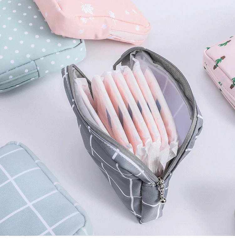 Women Small Cosmetic Bag Set Zipper Girls Mini Sanitary Napkins Makeup Lipstick Bags Travel Earphone Coin Organizer Pouch Bags