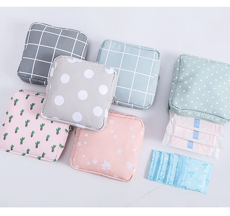 Women Small Cosmetic Bag Set Zipper Girls Mini Sanitary Napkins Makeup Lipstick Bags Travel Earphone Coin Organizer Pouch Bags