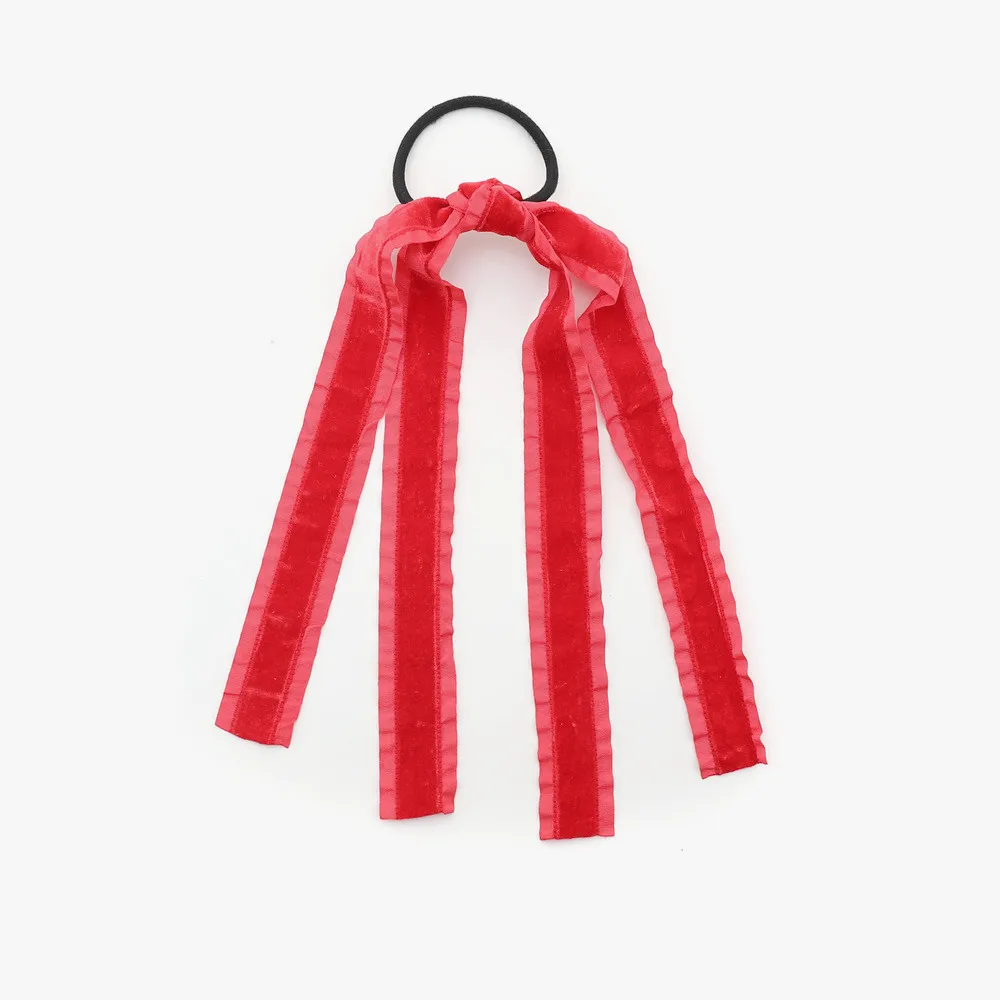 Fashion New ruffle velvet Hair Accessories Hairband bow scruchy large clips girls Headband With Tie band