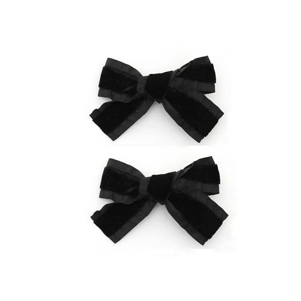 Fashion New ruffle velvet Hair Accessories Hairband bow scruchy large clips girls Headband With Tie band