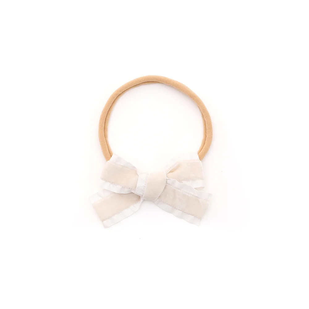 Fashion New ruffle velvet Hair Accessories Hairband bow scruchy large clips girls Headband With Tie band