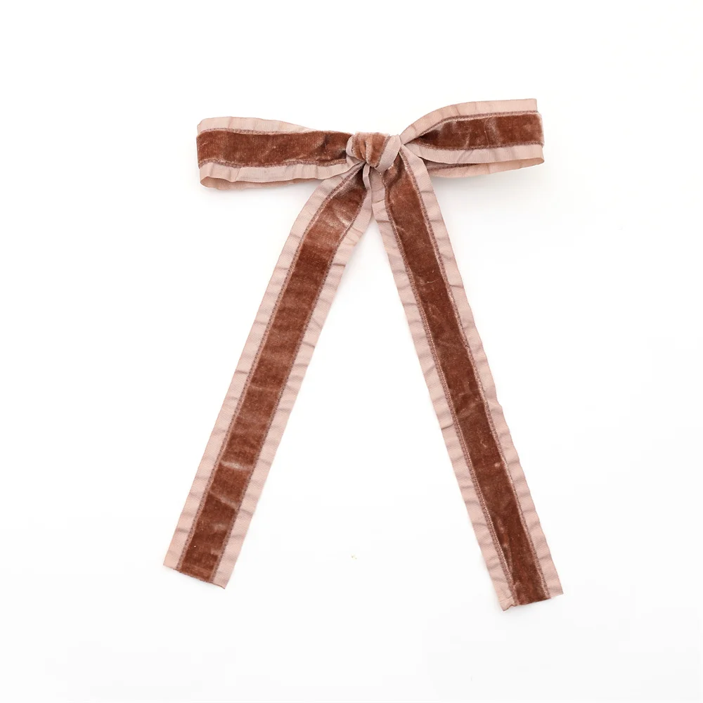 Fashion New ruffle velvet Hair Accessories Hairband bow scruchy large clips girls Headband With Tie band