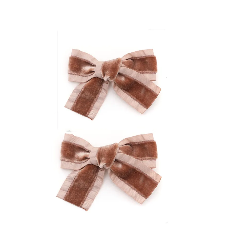 Fashion New ruffle velvet Hair Accessories Hairband bow scruchy large clips girls Headband With Tie band