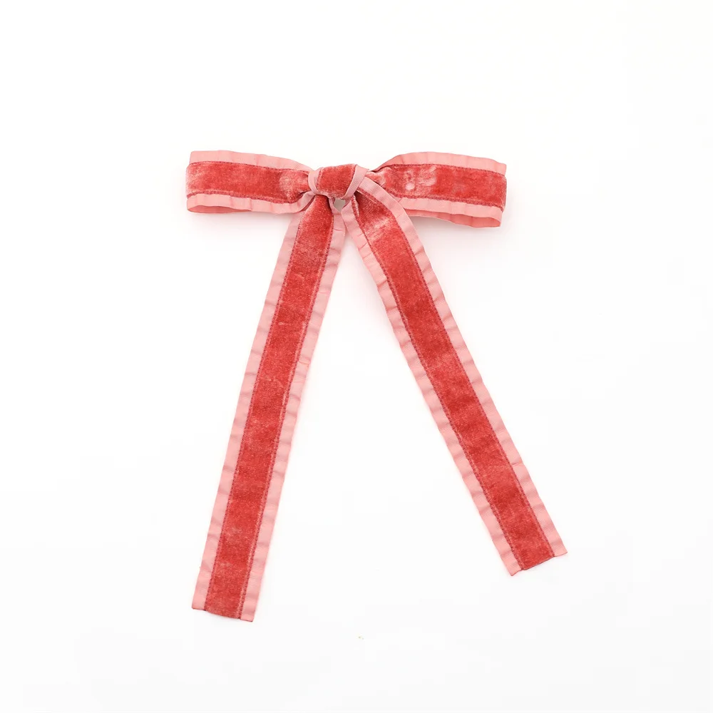 Fashion New ruffle velvet Hair Accessories Hairband bow scruchy large clips girls Headband With Tie band