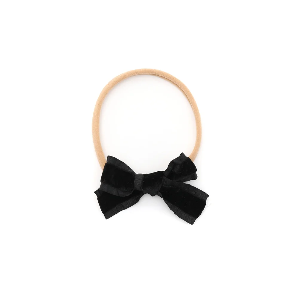 Fashion New ruffle velvet Hair Accessories Hairband bow scruchy large clips girls Headband With Tie band