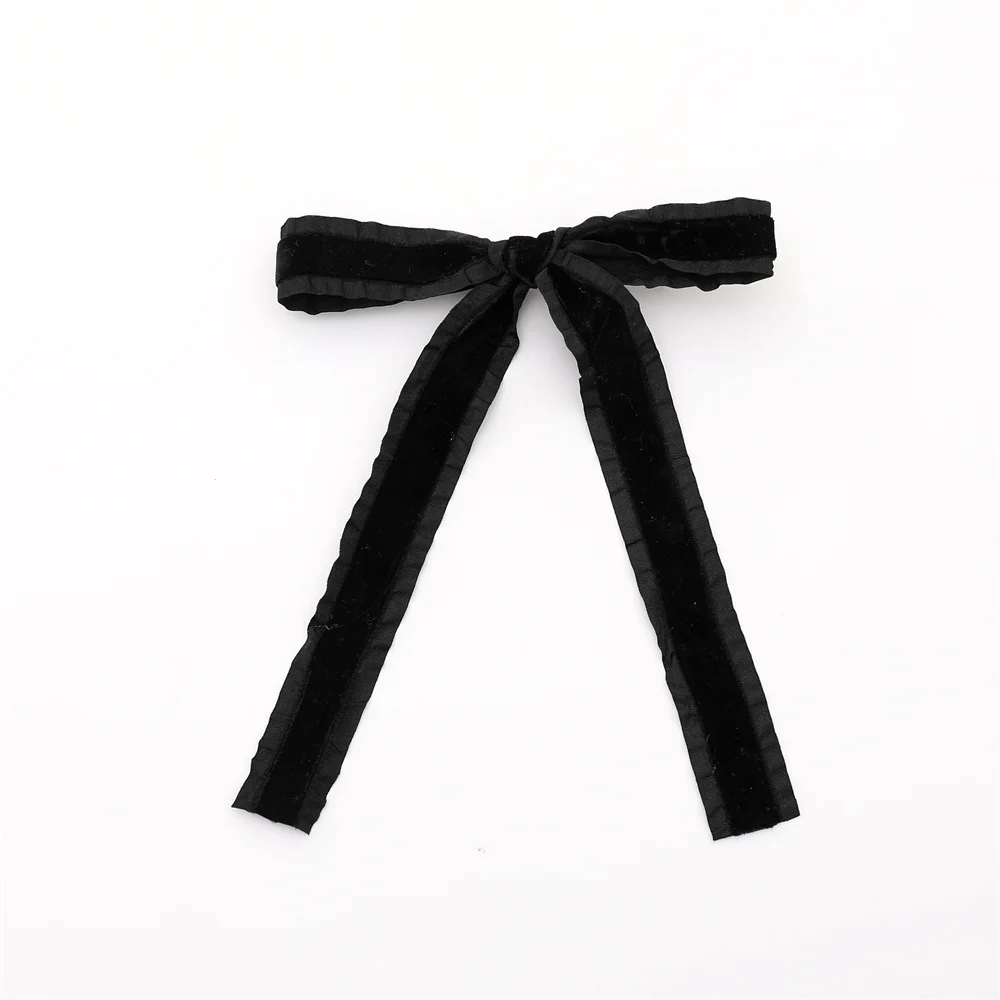 Fashion New ruffle velvet Hair Accessories Hairband bow scruchy large clips girls Headband With Tie band