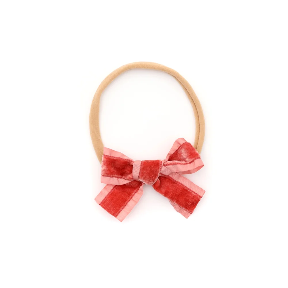 Fashion New ruffle velvet Hair Accessories Hairband bow scruchy large clips girls Headband With Tie band