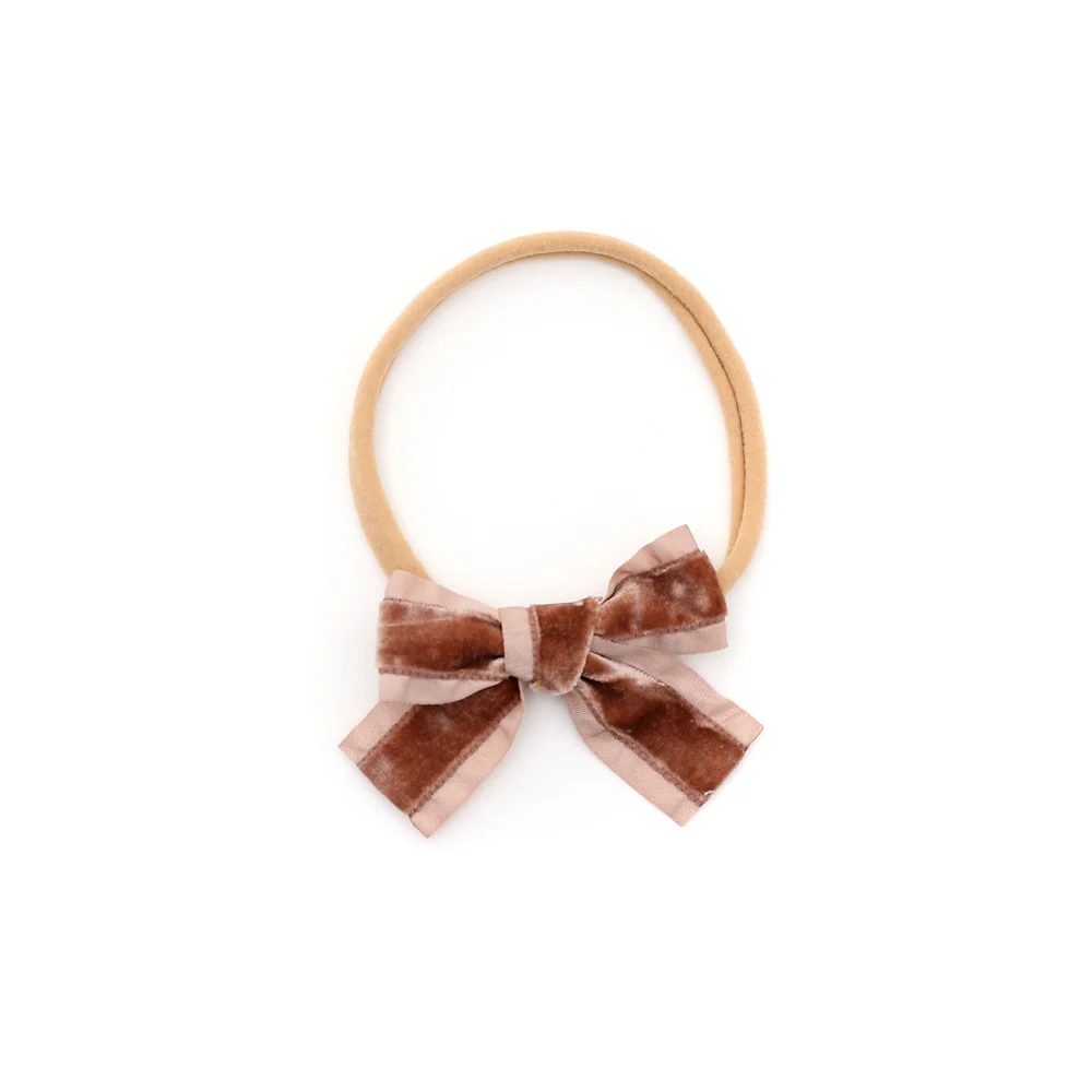 Fashion New ruffle velvet Hair Accessories Hairband bow scruchy large clips girls Headband With Tie band