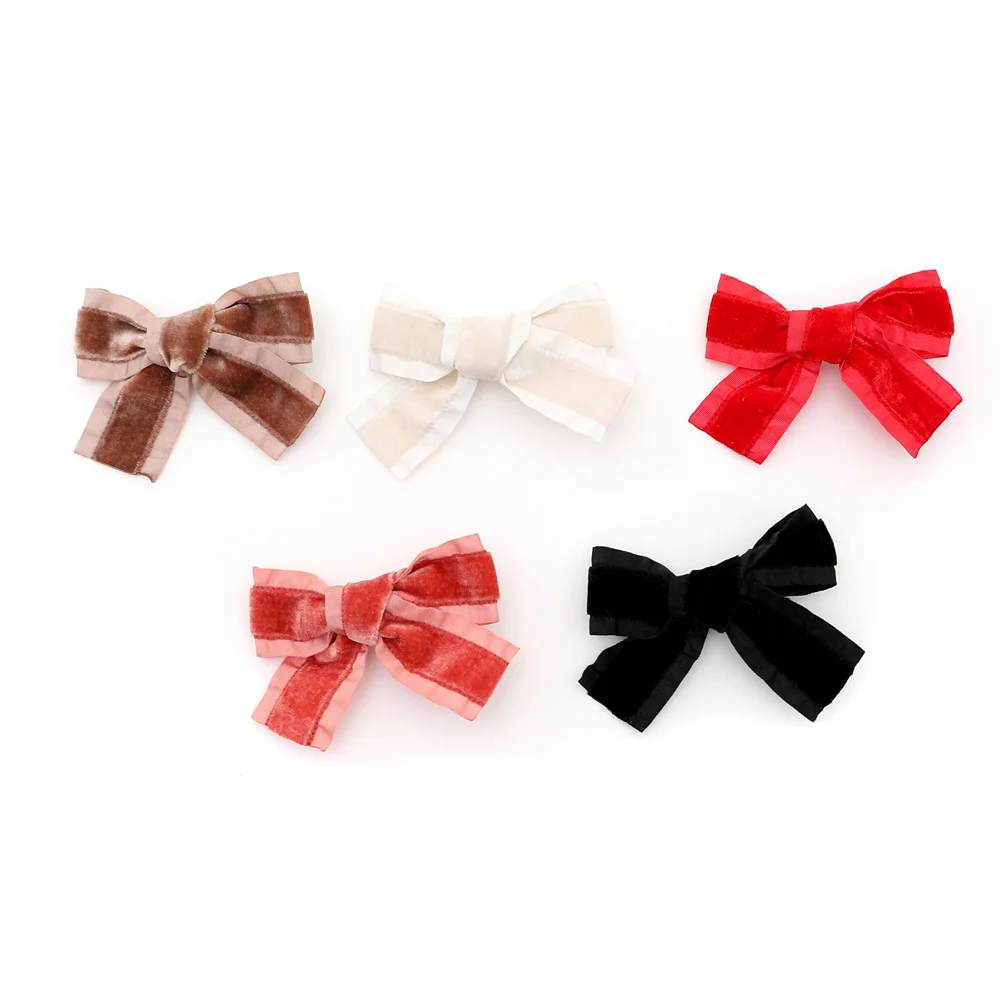 Fashion New ruffle velvet Hair Accessories Hairband bow scruchy large clips girls Headband With Tie band