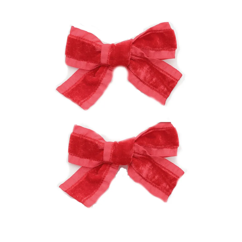 Fashion New ruffle velvet Hair Accessories Hairband bow scruchy large clips girls Headband With Tie band