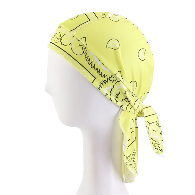 Unisex Women Men Bandana Hat Stretchy paisley Durag Print Breathable Chemo Turban Fashion Headwrap Headwear Pirate Head Scarf