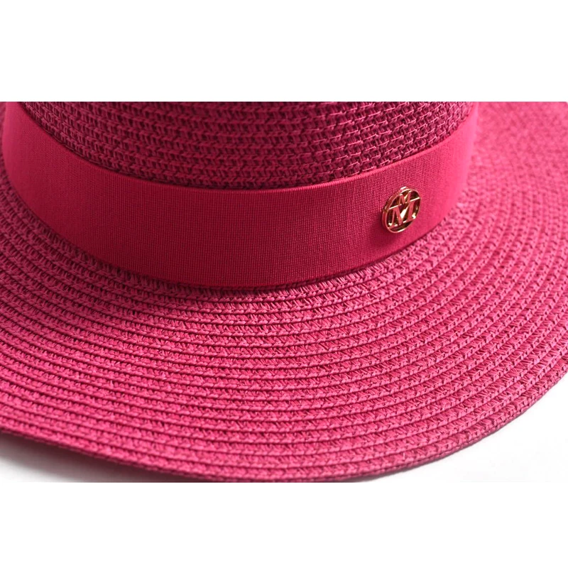 New Summer Straw Sun Hats for Women Ladies Fashion Flat Brim Ribbon Beach Hat Travel Dress Cap Chapeau Femme