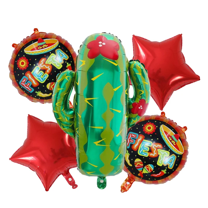 5pcs Hat Fiesta Foil balloons Mexico avocado balloon for Happy Birthday Baby Shower Fiesta Party Decorations cactus globos