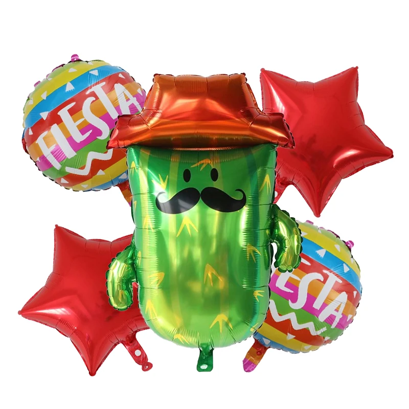 5pcs Hat Fiesta Foil balloons Mexico avocado balloon for Happy Birthday Baby Shower Fiesta Party Decorations cactus globos