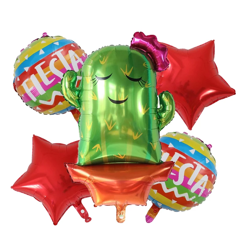 5pcs Hat Fiesta Foil balloons Mexico avocado balloon for Happy Birthday Baby Shower Fiesta Party Decorations cactus globos