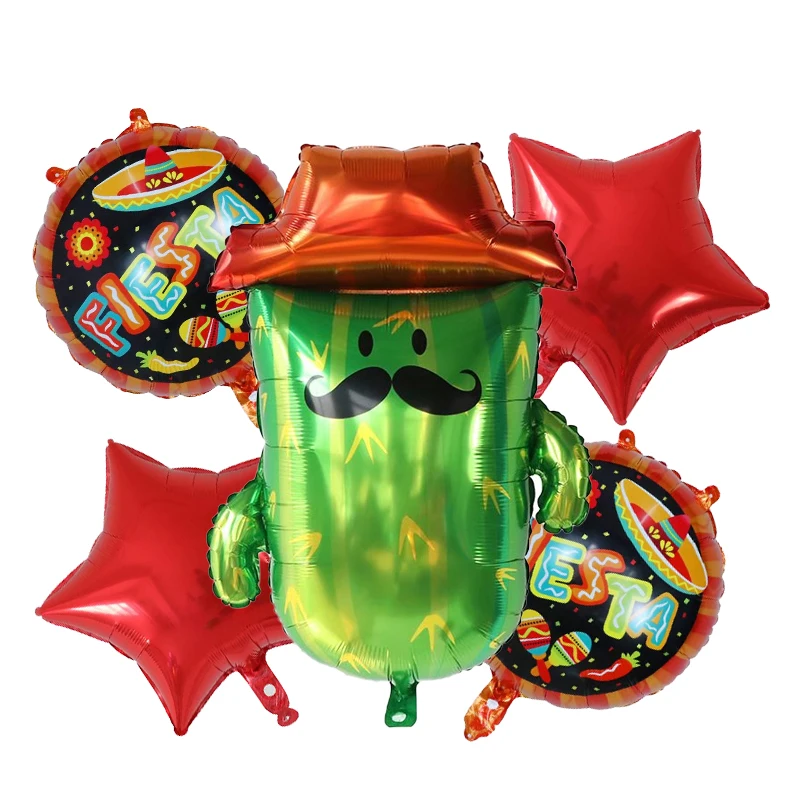 5pcs Hat Fiesta Foil balloons Mexico avocado balloon for Happy Birthday Baby Shower Fiesta Party Decorations cactus globos