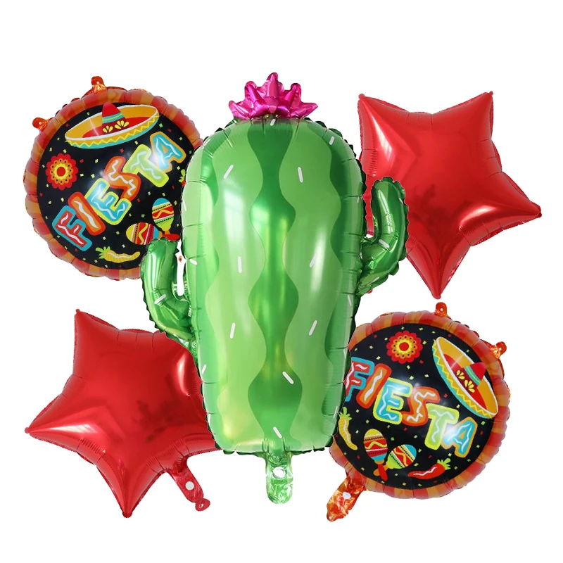 5pcs Hat Fiesta Foil balloons Mexico avocado balloon for Happy Birthday Baby Shower Fiesta Party Decorations cactus globos
