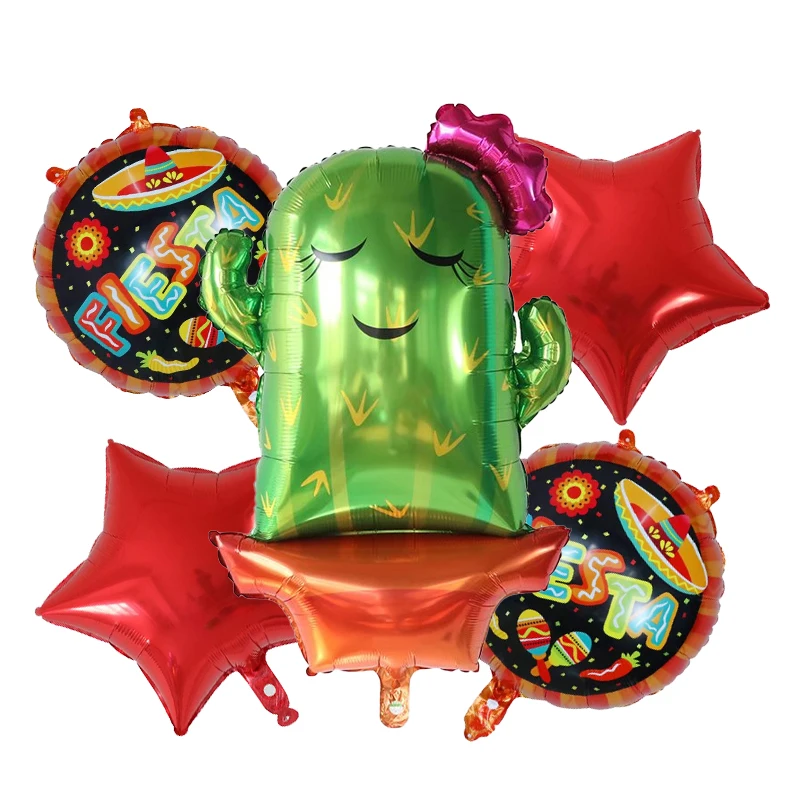 5pcs Hat Fiesta Foil balloons Mexico avocado balloon for Happy Birthday Baby Shower Fiesta Party Decorations cactus globos