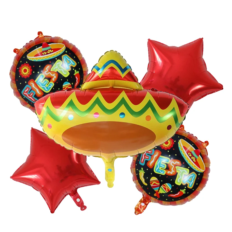 5pcs Hat Fiesta Foil balloons Mexico avocado balloon for Happy Birthday Baby Shower Fiesta Party Decorations cactus globos