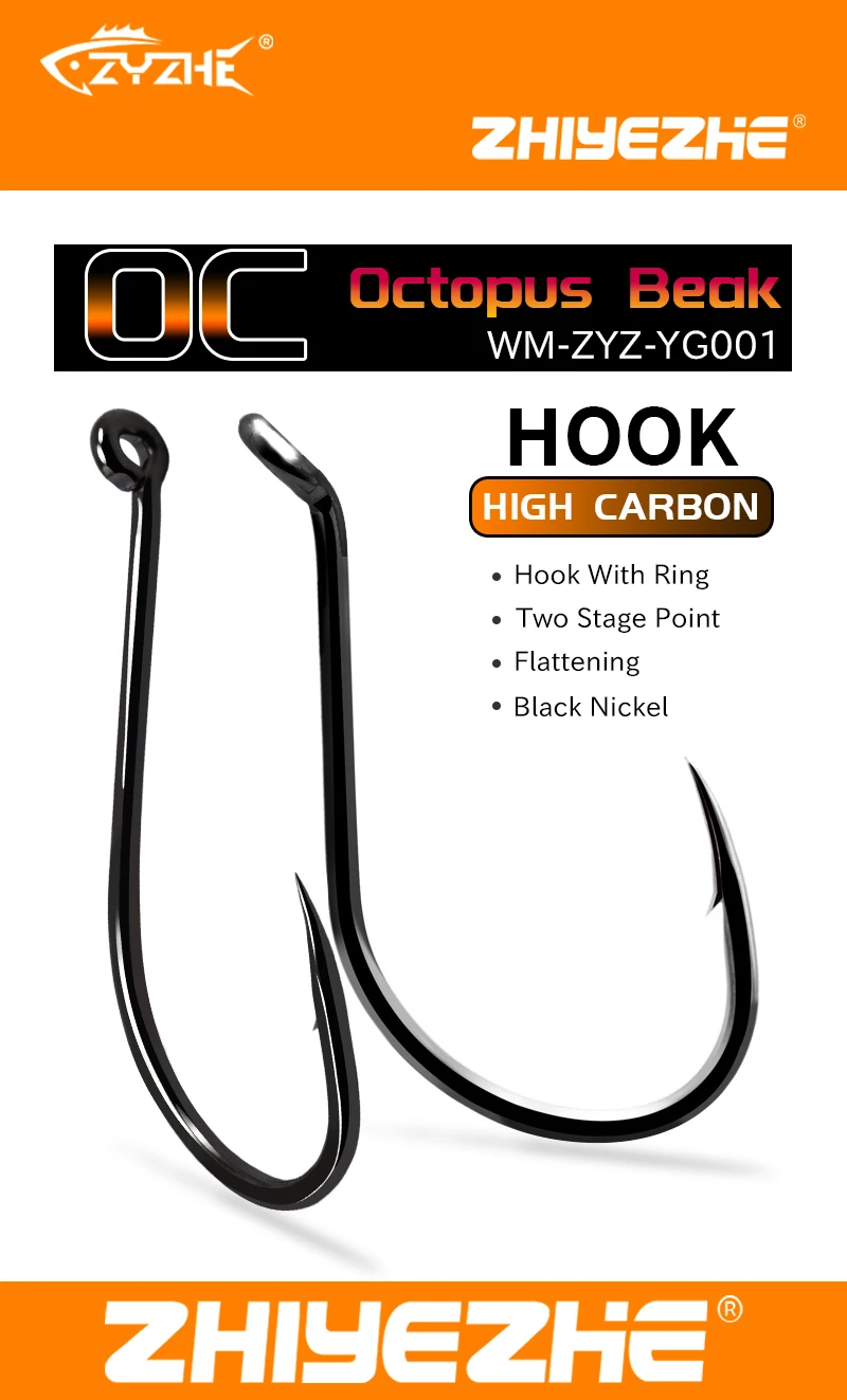 ZYZHE 3~15Pcs Octopus Beak Fishing Hooks  Bkk Hooks High Carbon Steel Sea or Freshwater Fishing Hooks Black Octopus Fishhooks